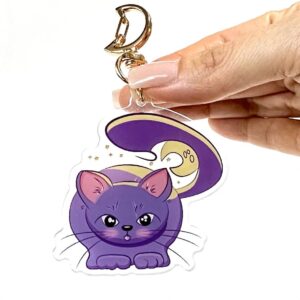 “Cat & Moon” Acrylic Keychain