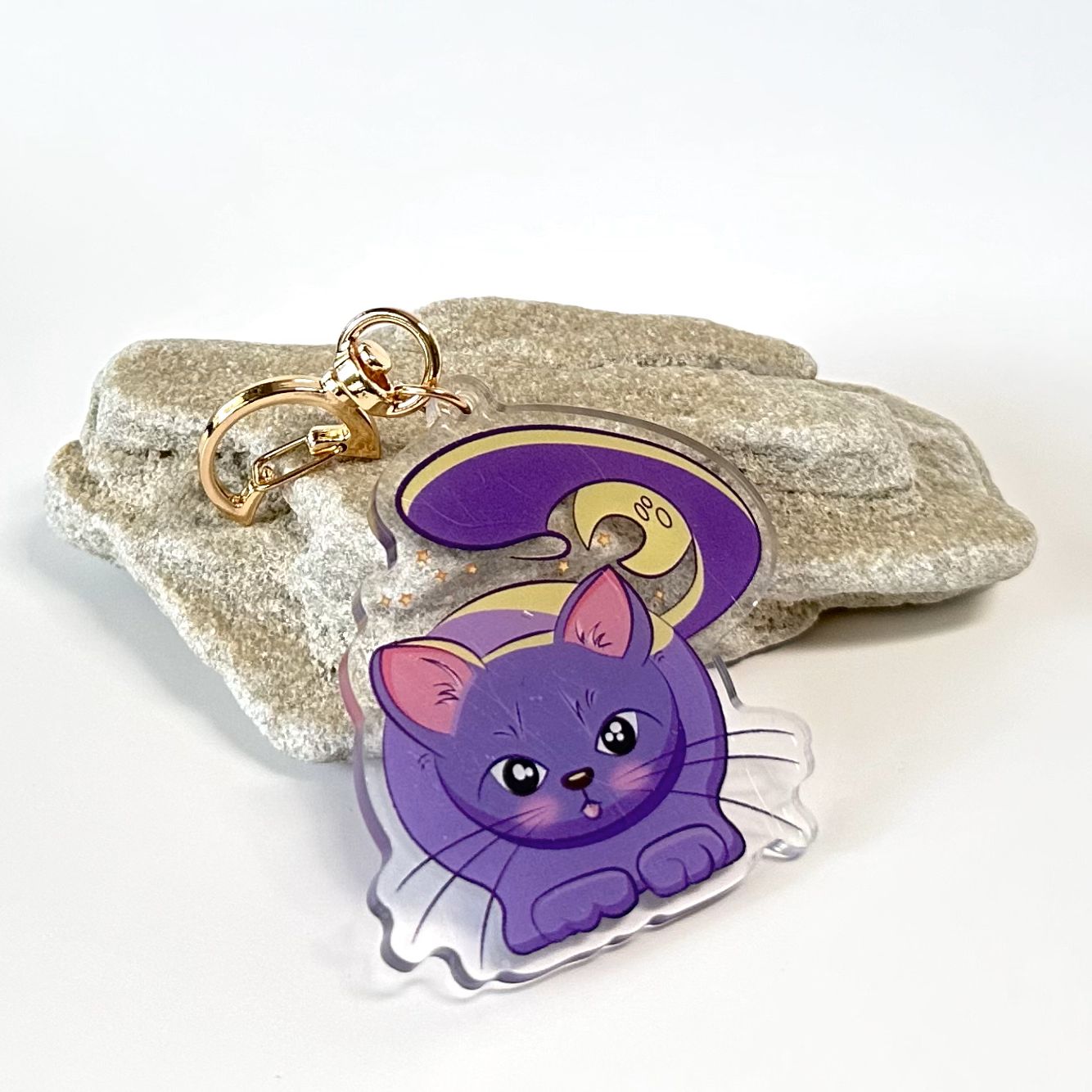 “Cat & Moon” Acrylic Keychain - Image 2