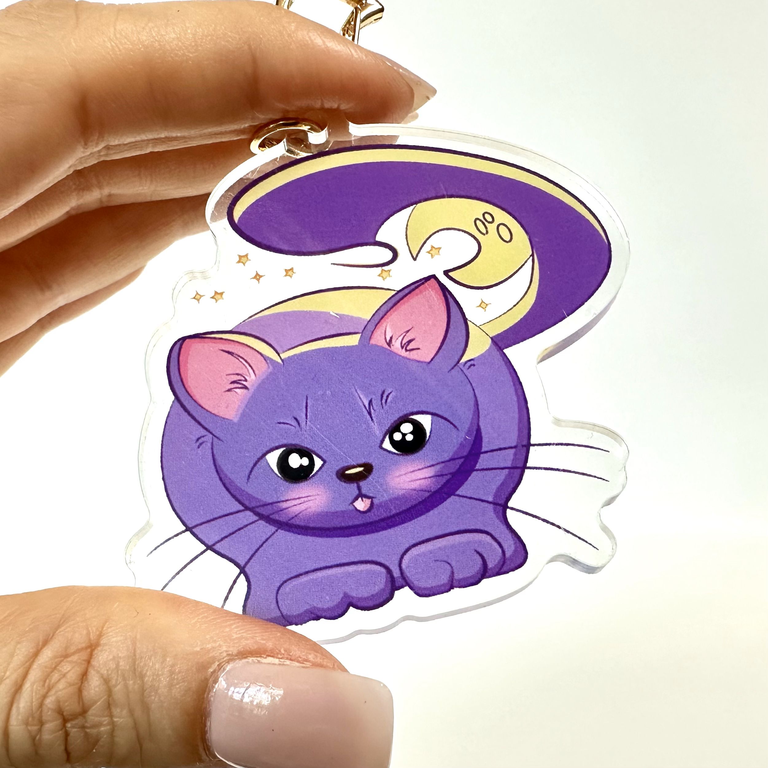 “Cat & Moon” Acrylic Keychain - Image 3