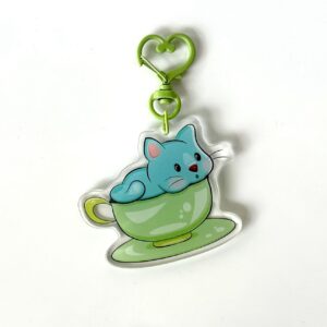 “Tea Cup Cat” Acrylic Keychain