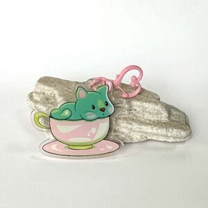 “Green Tea Cat” Acrylic Keychain