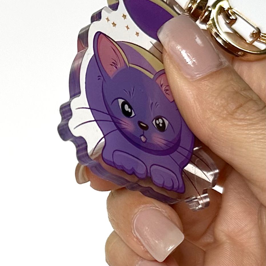 “Cat & Moon” Lanyard Keychain - Image 2