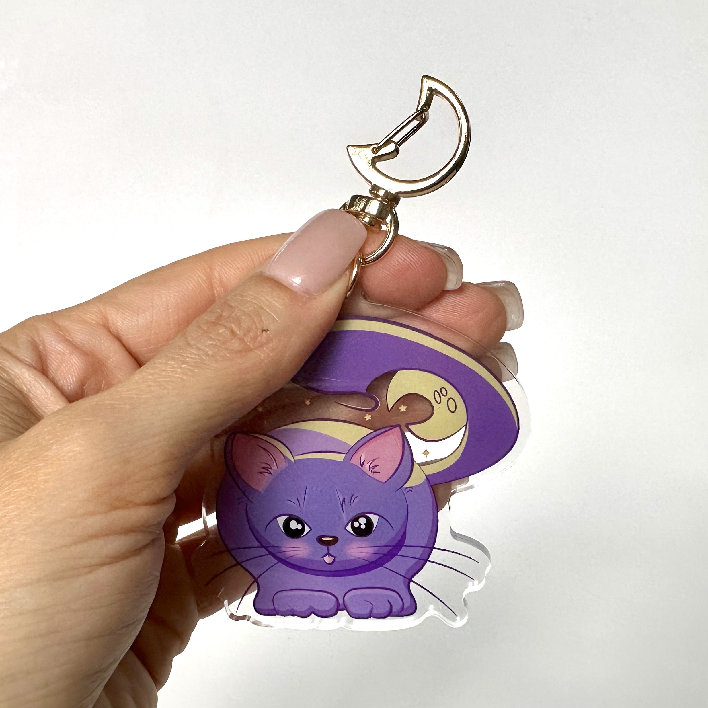 “Cat & Moon” Acrylic Keychain - Image 4