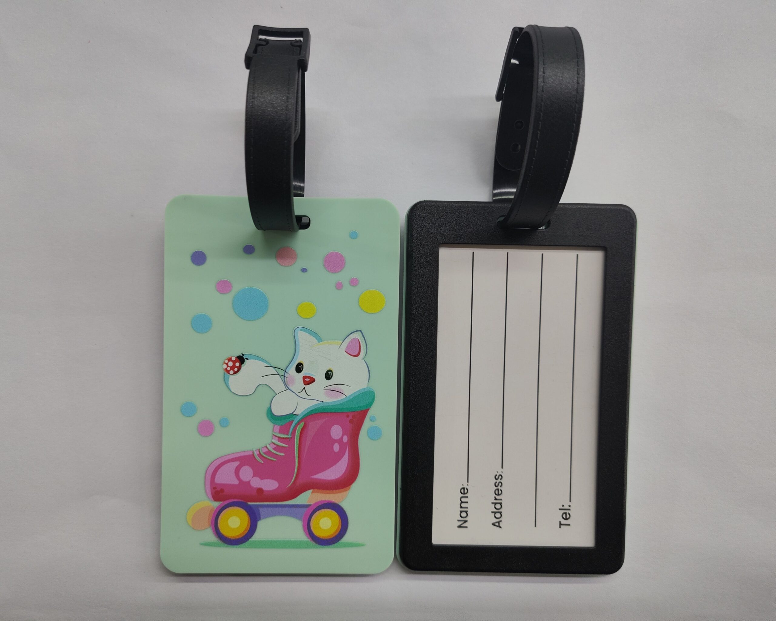 "Cat in Pink Skate" Luggage Tag