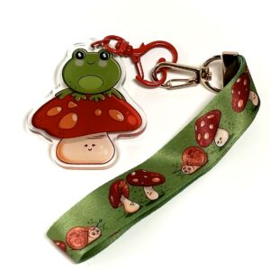 “Froggo and Mushroom” Lanyard Keychain