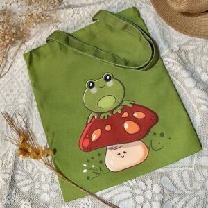 "Froggo and Mushroom" Tote Bag