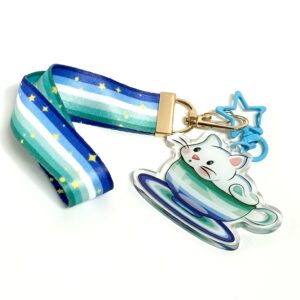 “LGB Tea Cup Cat Vincian” Lanyard Keychain