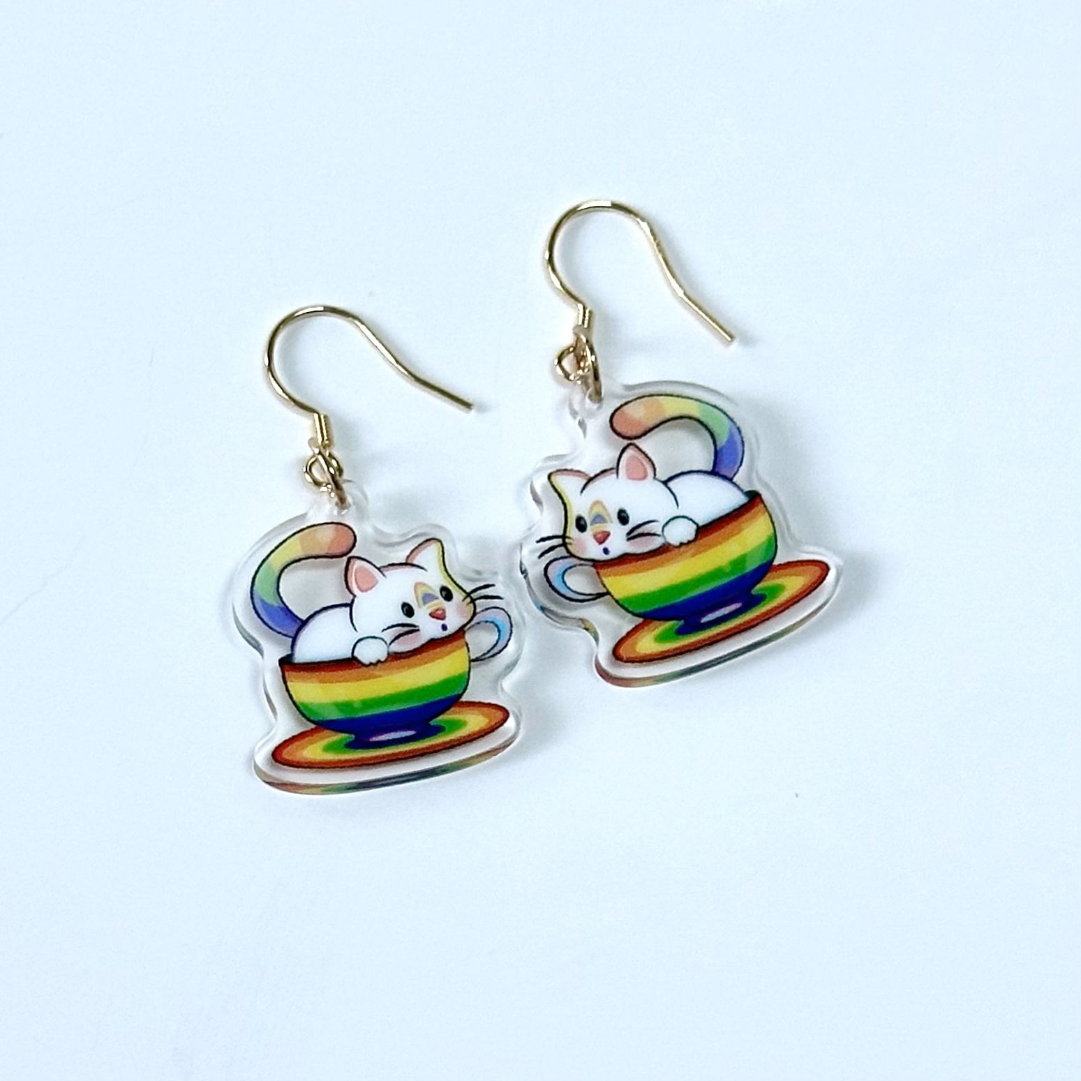 "LGB Tea Cup Cat" Earrings - Image 5