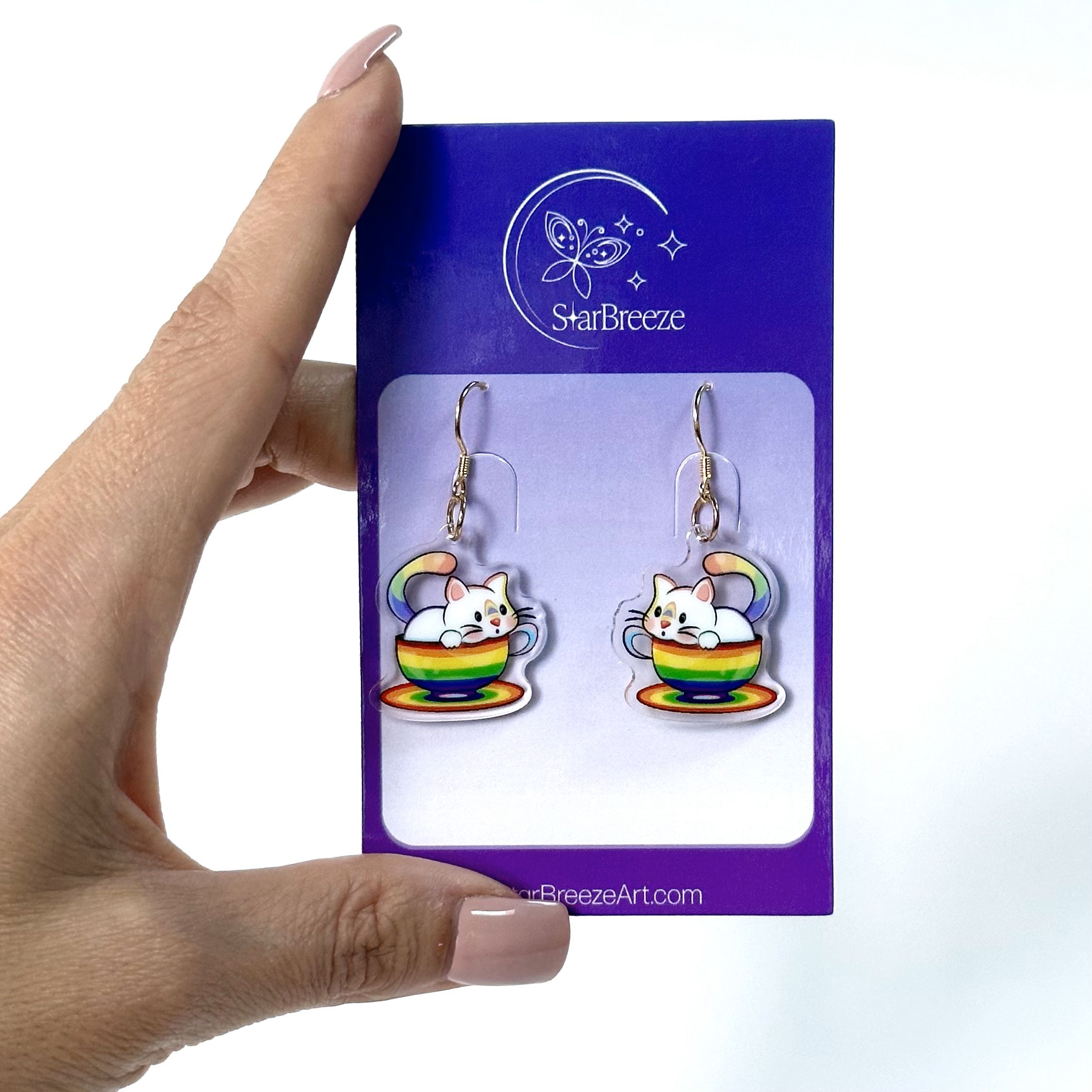 "LGB Tea Cup Cat" Earrings - Image 6