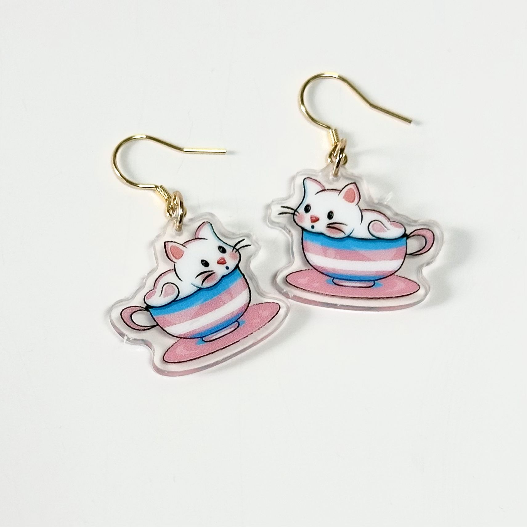"LGB Tea Cup Cat" Earrings - Image 3