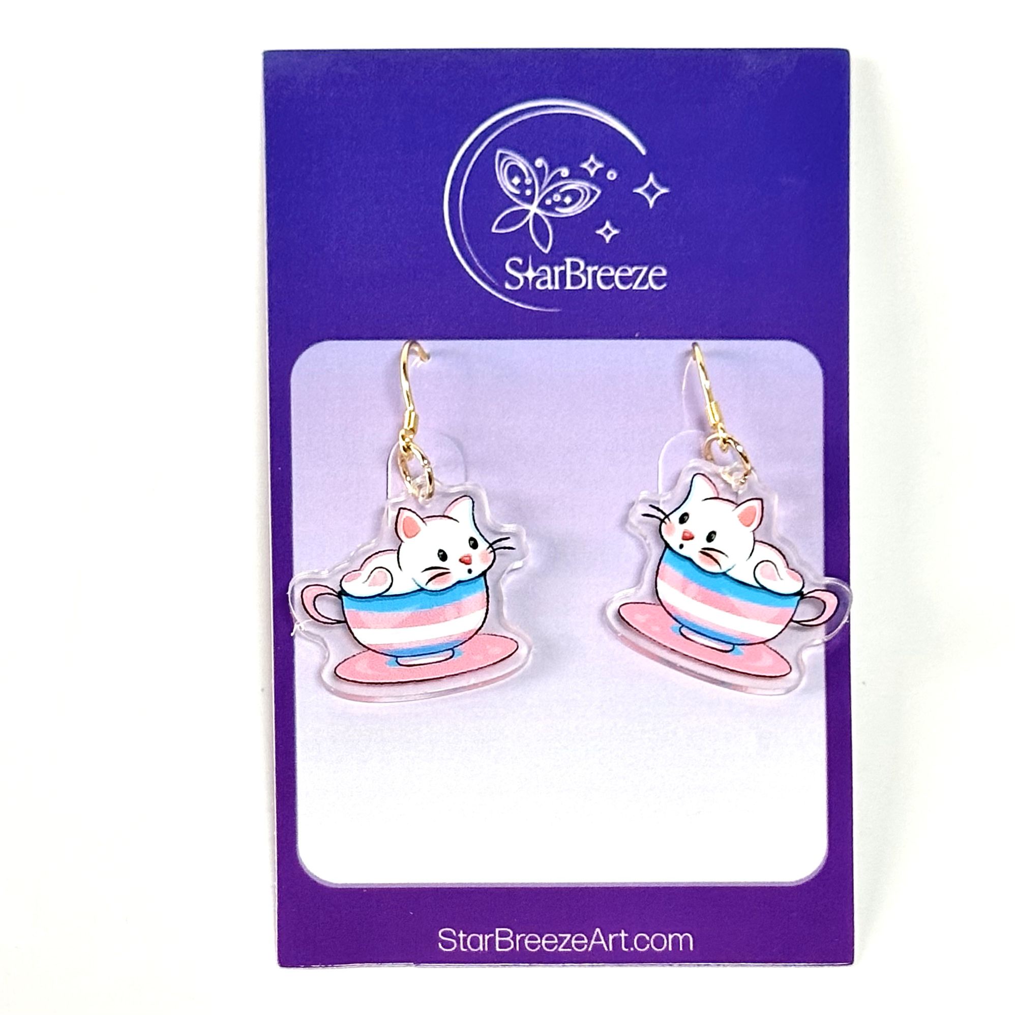 "LGB Tea Cup Cat" Earrings - Image 4