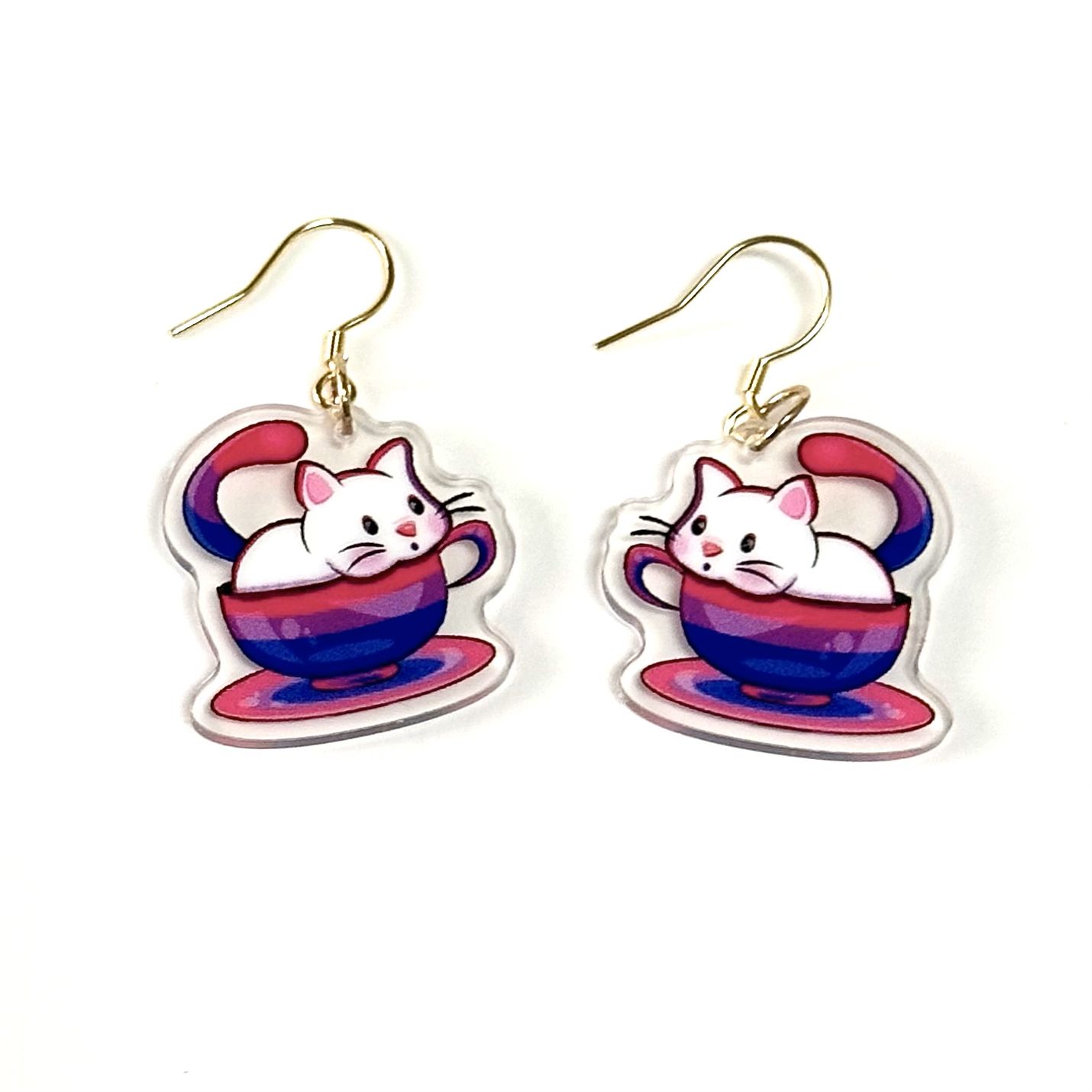 "LGB Tea Cup Cat" Earrings