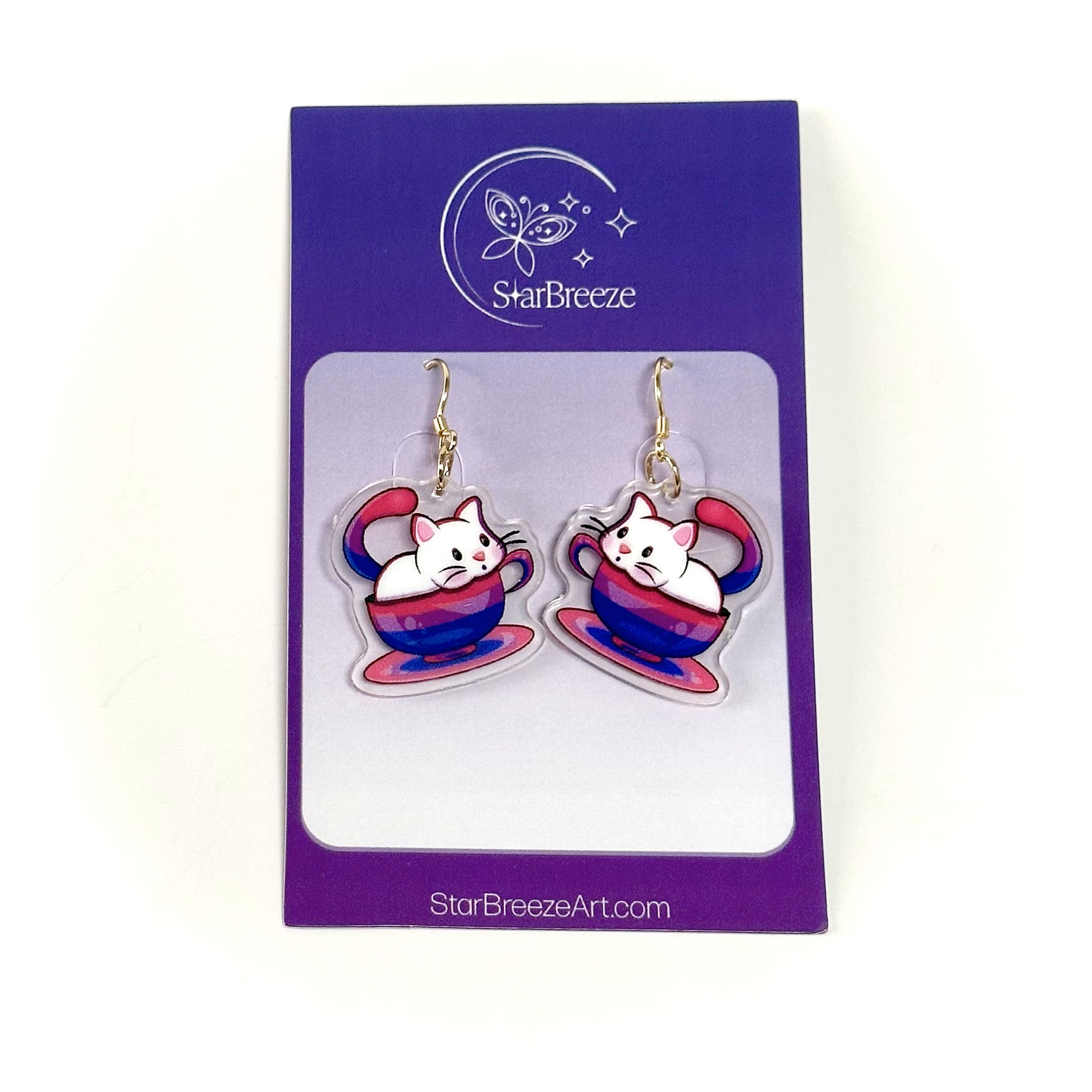 "LGB Tea Cup Cat" Earrings - Image 2