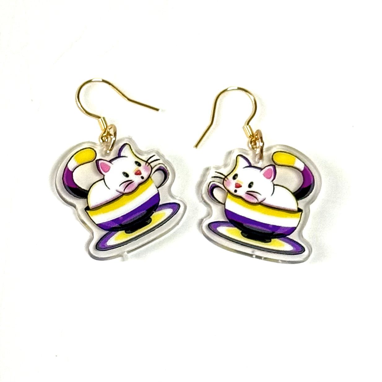 "LGB Tea Cup Cat" Earrings - Image 7