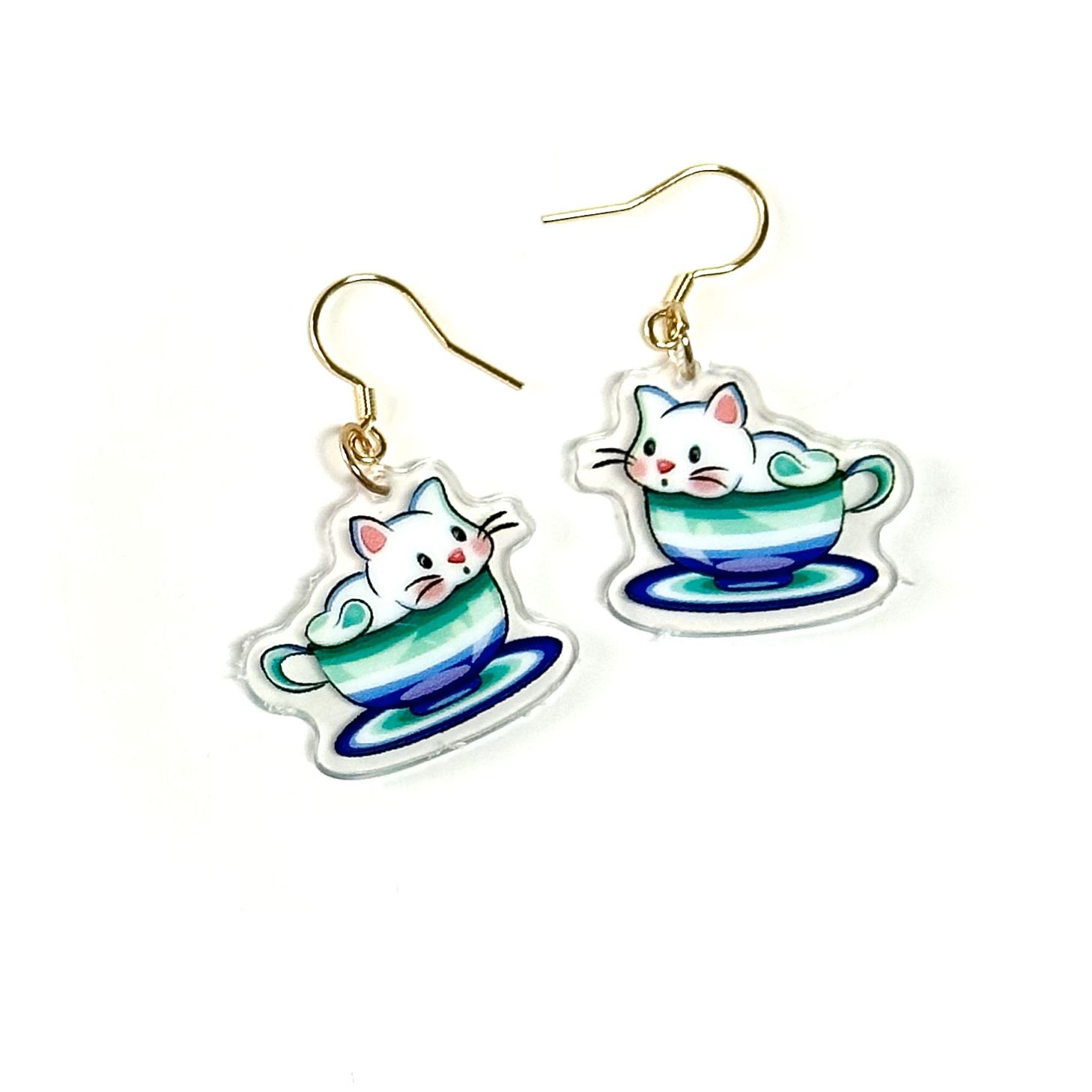 "LGB Tea Cup Cat" Earrings - Image 8