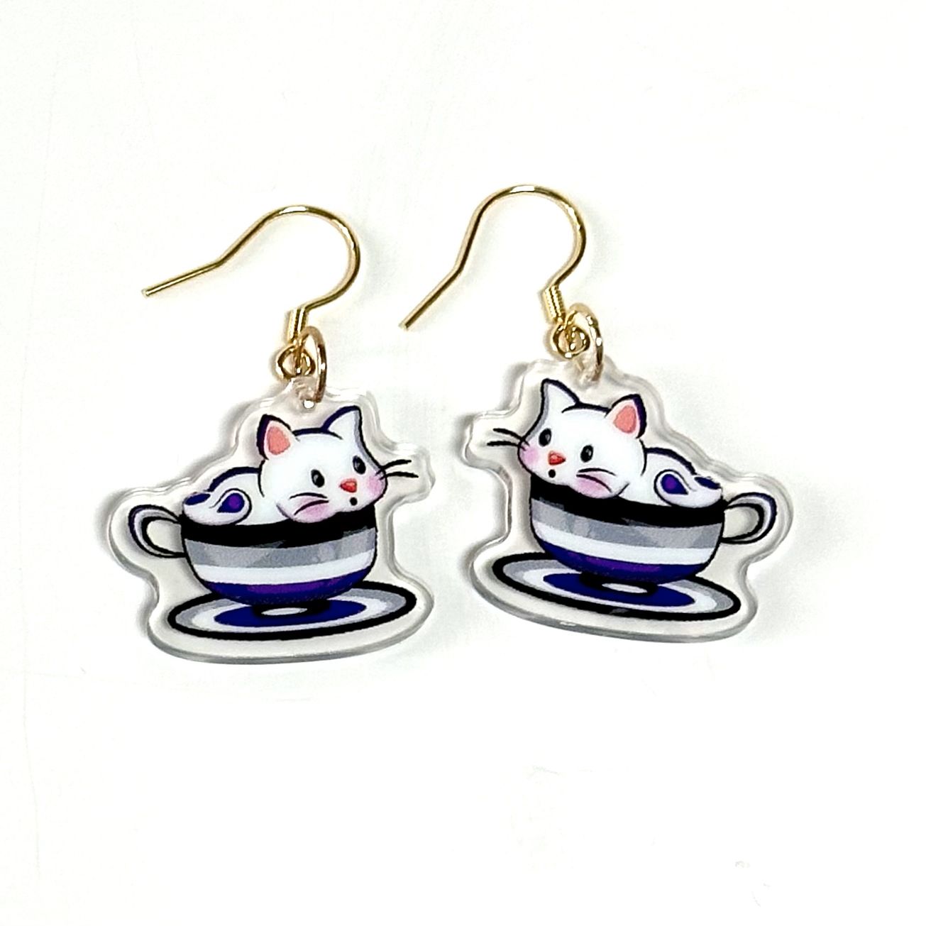 "LGB Tea Cup Cat" Earrings - Image 9