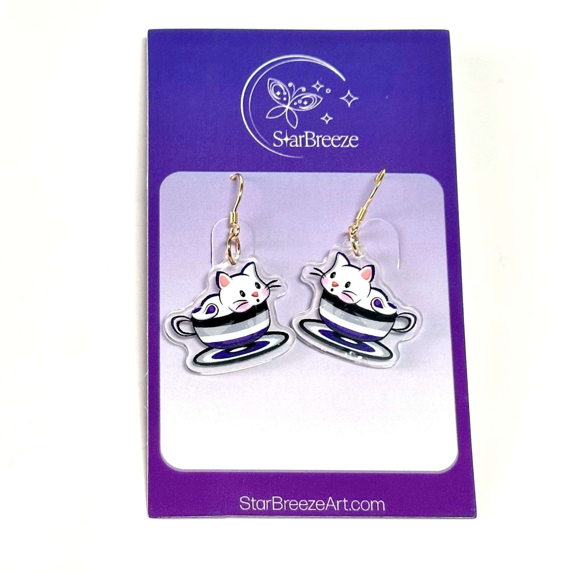 "LGB Tea Cup Cat" Earrings - Image 10
