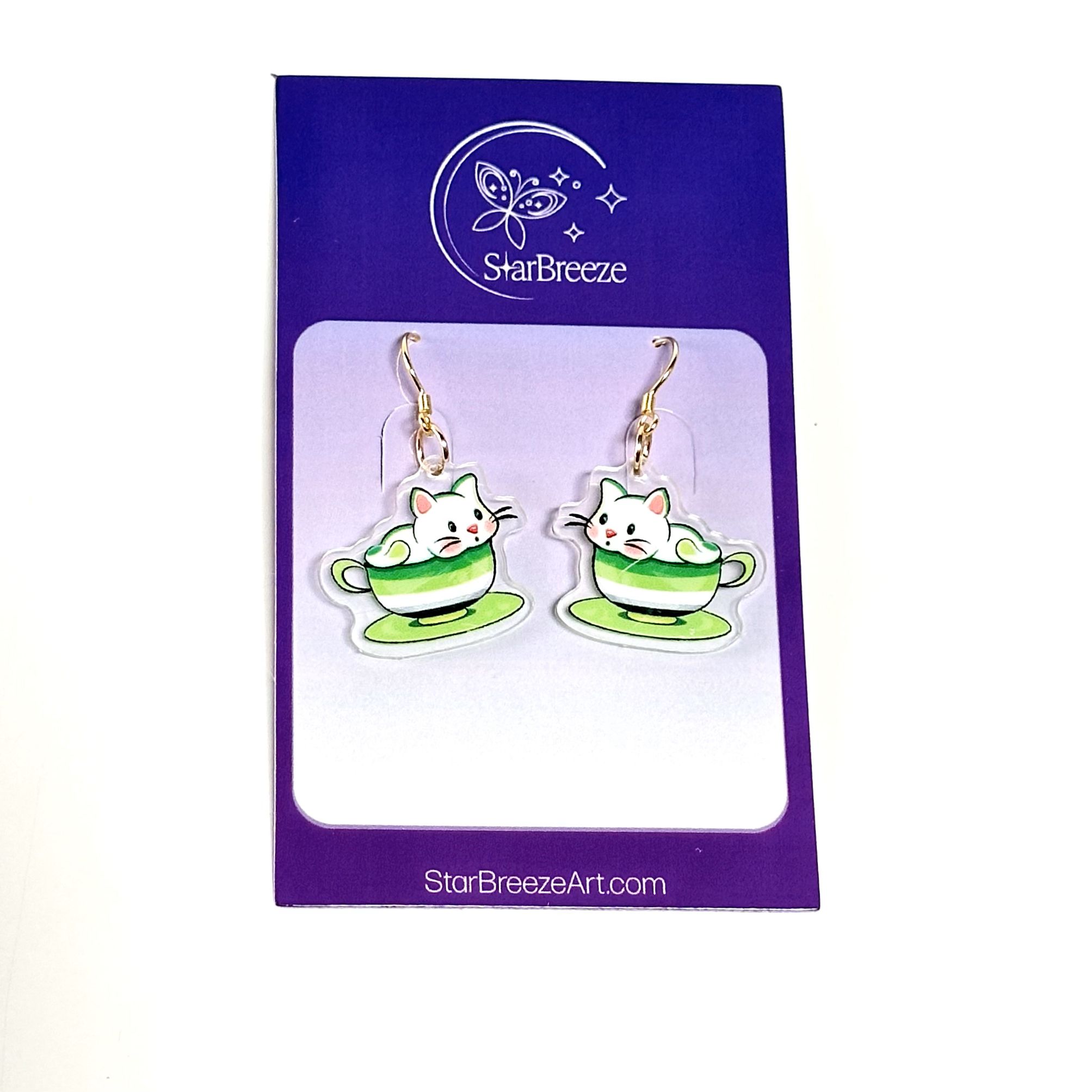 "LGB Tea Cup Cat" Earrings - Image 12