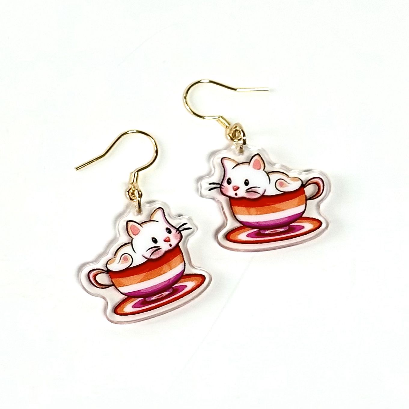 "LGB Tea Cup Cat" Earrings - Image 13