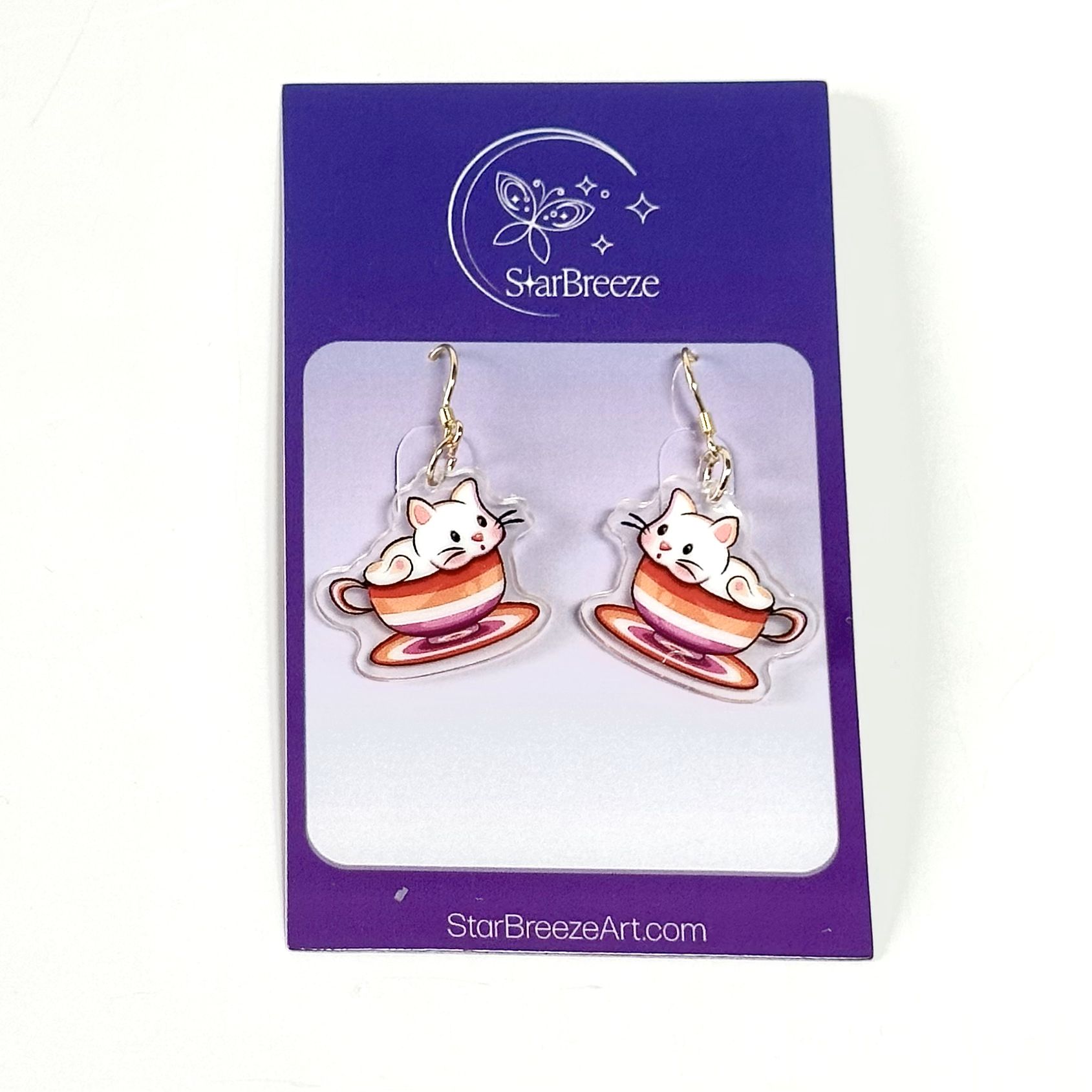 "LGB Tea Cup Cat" Earrings - Image 14
