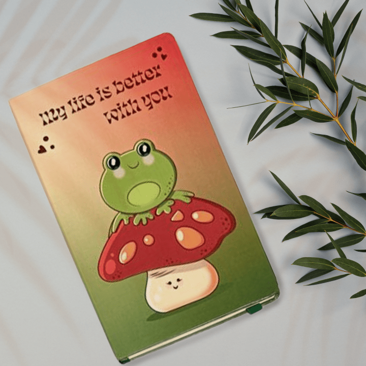 Froggo and Mushroom Leatherette Hard Cover Sketchbook