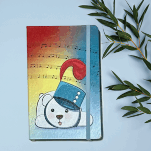 Marching Band Bear Leatherette Hard Cover Dotted Notebook