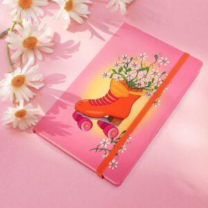 Skate & Flowers Leatherette Hard Cover Dotted Notebook